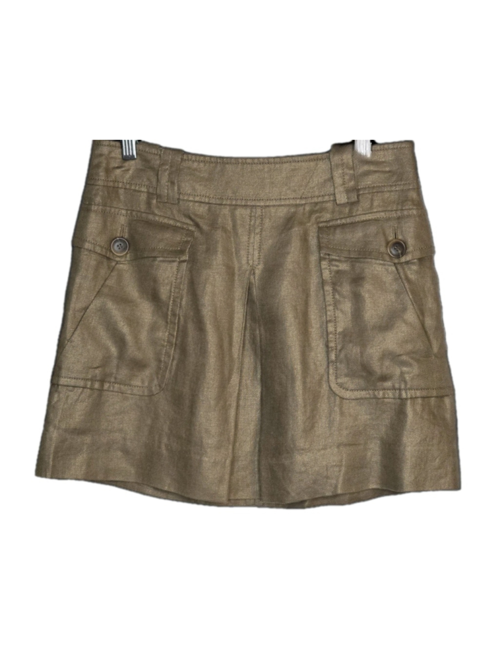 J.Crew Size 2 100% Linen Cargo Utility Mini Skirt Taupe Bronze